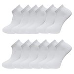 Mens Plain Trainer Socks Mens White Black 12 Pack Dozen Multipack Ankle Socks (UK 6-11, WHITE 12 PAIRS)