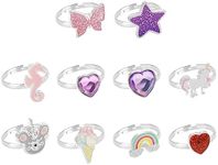 HAIKING Little Girls Gift Rings, 10 Pcs Little Girls Adjustable Rings for Women, Girl (Random Style)