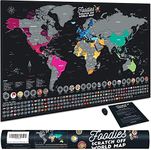 Bonanzana - Scratch off world map XXL - 70 x 42 cm - with 25 food & 197 flags - scratch off world map foodies with scraper - scratch off world map - gift