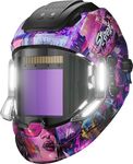 ANDELI Welding Helmet with 4 LED Light, Panoramic Large Viewing Screen 3.94"X3.74" True Color Auto Darkening Welding Helmet, 4 Arc Sensor 4/5-9/9-13 Type-C Charging MONERCP-LED-PRO