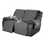 Easy-Going Waterproof Recliner Loveseat Sofa Cover with Pocket, 1-Piece Reversible Couch Cover for 2 Seat Recliner, Protector with Elastic Straps for Pets(Recliner Loveseat, Gray/Light Gray)