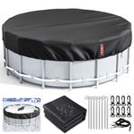 LXKCKJ 18 Ft Round Pool Cover, Solar Pool Covers for Above Ground Pools, Winter Pool Cover Protector with Pool Accessories, PE Tarp Ideal for Waterproof and Dustproof (580cm,Black)