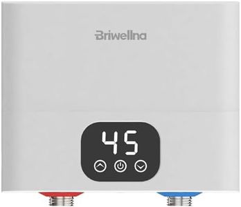 Briwellna Chauffe-eau électrique instantané 5.5KW, Chauffe-eau Streamline sans réservoir Point d'utilisation avec affichage digital, Chauffe-eau à la demande sous/au-dessus de l'évier 220V (Blanc)