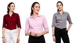 ORGANIC CLEANSE Elegance Redefined Contemporary Formal Shirts for Women with Slim Fit Solid Cotton Design