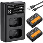 K&F Concept NP-FW50 Battery and Dual Battery Charger for Sony ZV-E10 Batteries Compatible with Sony A6400, A6000, A7, A7II, A7RII, A7SII, A7S, A7S2, A7R, A7R2, A6500, A6300, A5100, RX10 Cameras