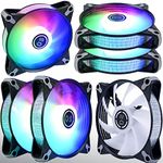 DS LED Case Fans 120mm 6 Pack Case Cooling LED Fans for White Black PC Case, CPU Cooler and Radiators System (DK Series)