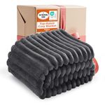 Bedsure Fleece Throw Blanket for Bed - Fluffy Cosy Warm Blankets for Sofa, Soft Cute Double Size Throw Gifts for Women and Girls, Dark Grey, 150x200 cm