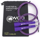 WOD Nation Adjustable Speed Jump Rope For Men, Women & Children - Blazing Fast Fitness Skipping Rope Perfect for Boxing, MMA, Endurance - Purple