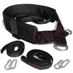 THEFITGUY Sled Pulling Belt, Adjustable Closure, 2 Sled Pulling Straps & 4 Hooks Included - for Resistance Training, Strength Training, Agility, Pulling Backwards, Front and Sides