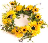 A Cheerful Giver Small Wreath Candle Ring Sunflower Wreath Artificial Floral Decor for Candles Centerpieces & Home Accents