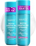 MAREE Hair Oil for Frizzy and Damaged Hair with Vitamins A, E, B5, 2 PACK - Anti Frizz Control Sérum for Curly Women & Men - Aceite de Argán Para el Cabello - Biotin Keratin Antifrizz Products