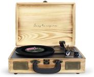 PRIXTON - VC400 Vintage Vinyl Turntable - Vinyl Player & Converter via Bluetooth & USB - 2 Built-in Speakers - Wood Colour