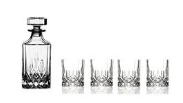 Opera Maison Italian Crystal Whisky Drinkware Set with 1x Decanter (75cl) and 4X Old Fashioned Tumblers (30cl) (5 Pieces)