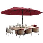 15ft Large Outdoor Umbrella Double-Sided Patio Umbrella with Base, Crank Handle, 12 Ribs Rectangular Garden Umbrella for Patio Graden, Poolside, Terrace, Cafe and Hotels (Red)