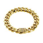 TOPGRILLZ Hip Hop14K Gold Plated Finished Miami Cuban Link Bracelet with Iced Out Simulated Lab Diamond Clasp for Men Women