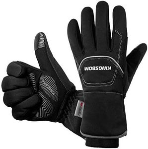 KINGSBOM Waterproof & Windproof Thermal Gloves - 3M Thinsulate Winter Touch Screen Warm Gloves - for Cycling,Riding,Running,Outdoor Sports - for Women and Men - Black (Large)