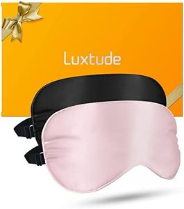 Luxtude 2 Pack Silk Eye Masks for Sleeping Blackout, Natural Mulberry Silk Sleep Masks, Organic Satin Sleeping Mask, Blindfold, Eyemask, Night Masks, Eye Covers, Eye Shades for Women Men, Black & Pink