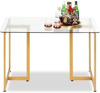 FurniutreR 55" Modern Rectangular Spacious Tempered Glass Tabletop & Gold Base Elegant Home Kitchen Room Restaurant Dining Table, Gold