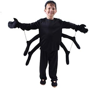 KIMI HOUSE Spider Costume for Kids, Perfect for Halloween, Animal Dress up Party, Black(S/3-4Y)