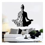 GADGETS WRAP Healthy Lifestyle Sports Wall Decals Meditation Yoga Wall Stickers Buddha Wall Art Mural for Yoga Studio Home Decoration Wall Decoration Decal Sticker, Black (2Feb22-965)