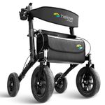 Helavo Foldable All Terrain Walker with Seat - Outdoor Walker for Seniors with Large 12" Pneumatic Tires for Perfect Comfort on All Surfaces