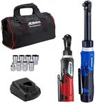 ACDelco ARW1218-K18 G12 Series 12V Li-ion Cordless 3/8” Extended Rachet Wrench & ¼” Ratchet Wrench Combo Tool Kit,Blue/Red