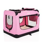 Fabric Dog Crate in Pink, M Size 70cm, Cat Pet Carrier by Cozy Pet Folding Transport Travel Cage Ideal for Dogs, Puppies, Cats, Rabbits, etc. FDC-M-P