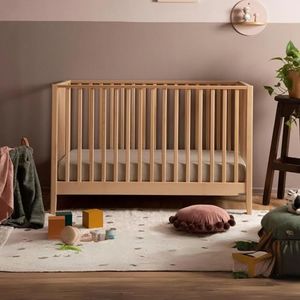 dadada Baby LaLa 3-in-1 Convertible Crib - Wood Crib Converts into Toddler Bed & Daybed - Greenguard Gold Certified, Made in Italy - 3 Adjustable Mattress Heights - Solid Beechwood (Natural)