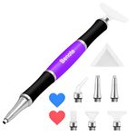 Benote Ergonomic Diamond Art Painting Pen, Upgrade Diamond Art Pen with Dual Rubber Metal Screw in Tip Round and Square Drill Pen for Art DIY Craft 5D Diamond Paint - B10 Purple