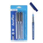 BRUSTRO AeroFlow Liquid Ink Rollerball Pens | Blue | 0.5mm, Micro Tip | Pack of 3| Ideal for Students, Professionals, Office, Exam use, Accurate Smooth Writing, Fade Resistant