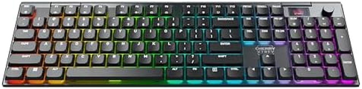 CHERRY XTRFY MX 10.1 Wireless | Cordless Low-Profile Gaming Keyboard | Rotary LCD Knob | RGB Lighting | Slim Aluminum