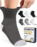 Diabetic Ankle Socks for Men & Women | 6 Pairs Wide Non Binding Socks Quarter Length | Edema Neuropathy Socks