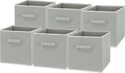 SimpleHouseware Foldable Storage Bins Cubes Organizer, 6 Pack, Grey