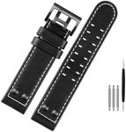 BANDKIT For Hamilton Khaki aviation Watch H77616533 H70615733 Watch Strap Genuine Leather jazz field Men WatchBand 20 22 Military Style (Color : B black black, Size : 20mm)