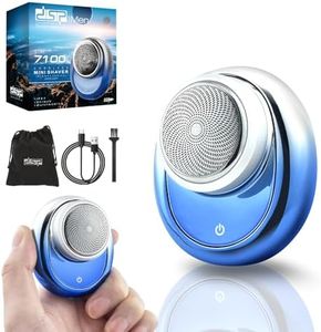 DSP Compact Men's Electric Razor - Mini Portable Shaver for Travel, Waterproof IPX7, USB-C Fast Charging, Overcharge Protection, 7100 RPM Powerful Pocket-Sized Shaving Machine (Blue)