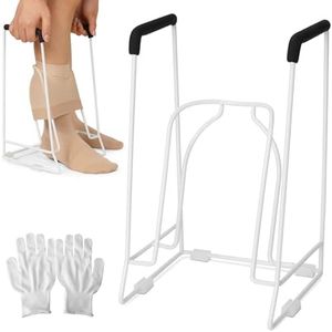 Compression Sock Aid Device – Stocking Donner for Seniors, Adaptive Sock Putting-On Tool, Large Calf (18–20"), Compatible for JOBST, SB SOX, CHARMKING, White
