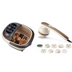 Lifelong LLM279 Foot Spa and Massager with Automatic Rollers & LLM180 Electric Handheld Full Body Massager with 8 Massage Heads and Variable Speed Settings For Pain Relief & Relaxation(Brown)