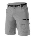 TACVASEN Men's Summer Outdoor Shorts Quick Dry Cargo Casual Shorts Light Grey, 38