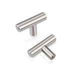 PinLin 10 Pack Kitchen Door Knobs Single Hole Brushed Nickel Cabinet Knobs Stainless Steel Cupboard T Knob (Screws Included)