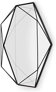 Umbra Prisma Modern Geometric Shaped Oval Mirror Wall Decor for Bedroom, Bathroom, Living, Dining Room, Black Decor, 22x17In
