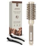 AIMIKE Round Brush, Nano Thermal Ceramic & Ionic Tech Hair Brush, Small Round Barrel Brush with Boar Bristles for Blow Drying, Styling, Curling and Shine (2.4 inch, Barrel 1.3 inch) + 4 Free Clips