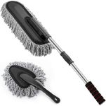 ZEBREOLINE Car Cleaning Brush Car Interior Cleaner Brush Car Washing Brush with Long Handle Auto Interior Soft Bristles Cleaning Brush with Super Soft Microfiber Car Duster (2 pcs cd Combo)