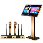 2020 UrbanDrama KV-619 Karaoke Machine, 22" Touch Screen YouTube Movie Song WiFi Online Cloud Download, Wireless Mic Professional Karaoke Player Black