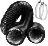 Omont Tumble Dryer Hose 5 Feet 100mm Ducting with 2 Clamps, 4 Inch Flexible Tumble Dryer Vent Kit Extractor Fan Ducting Aluminium Tube for Dryer, Kitchen