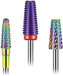 [Upgraded]Depvko 3Pcs Nail Drill Bits Set for Nails 3/32 Inches, 5 in 1 Tapered Barrel and Cone Shape Carbide Nail Drill Bits for Acrylic or Gel Remover