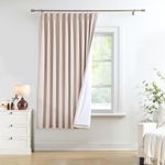 Pinch Pleated Blackout Curtain Panels with Full Blackout Liner Linen Texture Window Treatment Sets with Back Tab for Living Room Bedroom Thermal Insulated Drape with 12 Hooks, 60"x72"x1, Pink