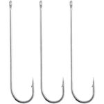 Dr.Fish 100 Pack Aberdeen Hooks Extra Long Shank Hooks Light Wire Fishing Hooks High Carbon Steel Bait Hooks Freshwater Fishing Tackle for Trout Bass Pike Salmon Walleye Size 6