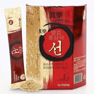 GINLAC Korean Red Ginseng Granuled TEA 30 Sticks (0.1oz X 30 Sachets) Korean Tea &Quality and Healthy Drinks The Best Korean Specialty & Gift, Relaxing Herbal Coffe Alternative