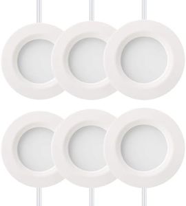 GETINLIGHT 2.75" Wide 3000K Dimmable LED Puck Lights Kit, Plug-in Installation with recessed or Surface Mounted, White Finished, Set of 6, IN-0102-6-WH