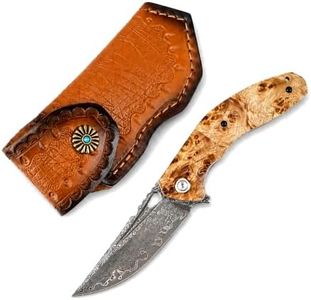 MANJIA Damascus Steel Pocket Knife for Men, 3.5-Inch Folding EDC Knife